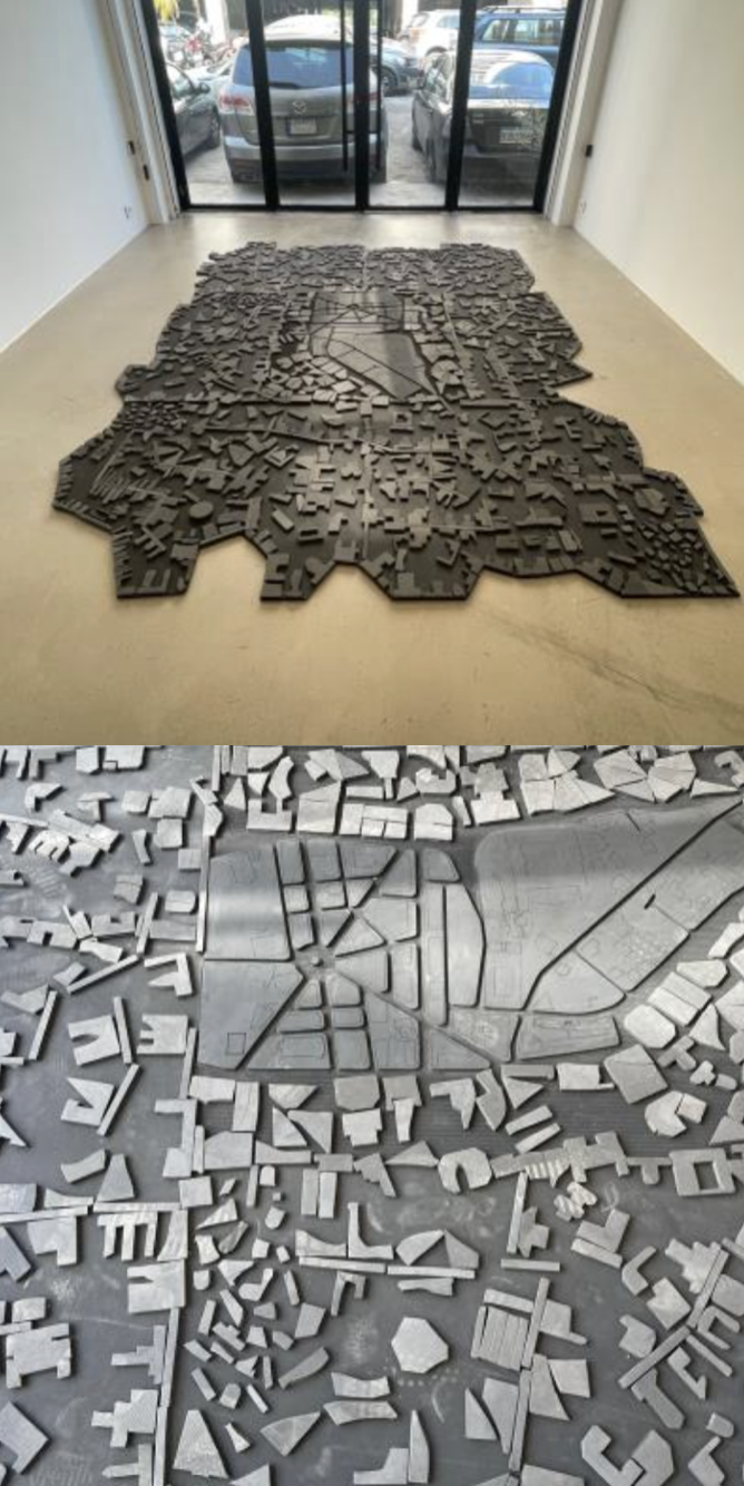 map of Beirut made of black rubber